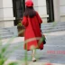 2018 mùa thu và mùa đông retro red cape coat đèn lồng tay áo lỏng áo len trong đoạn dài áo choàng nữ mùa thu và mùa đông phụ nữ