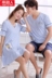 Nam cực vài đồ ngủ mùa hè cotton nightdress ngắn tay phù hợp với nam nữ XL quần áo nhà hai mảnh đồ bộ cát hàn Cặp đôi