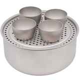 Металлический дорожный маленький портативный чайный сервиз, круглая коробка для хранения