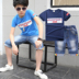Zhongda Trai Set 2018 Mùa Hè Trẻ Em Mới của Mặc Trai Denim Cắt Quần Nam Ngắn Tay Áo T-Shirt Hai Mảnh Set Quần jean