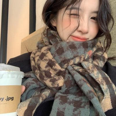 taobao agent Winter colored scarf, universal keep warm shawl