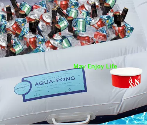 Продвижение на открытом воздухе плавание надувное пивное пивное напиток на ледяные ковша вечеринка плавающая плот -кровать фрукты Cola Ice Town