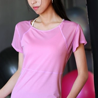 Thể thao t-shirt nhanh khô ngắn tay nữ tập thể dục đào tạo nửa tay áo loose lưới thoáng khí chạy t-shirt yoga áo mùa hè áo thể thao có cổ