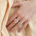 MOI IOM o Sê-ri nhẫn nửa chuỗi pha lê trắng thiết kế ngách 925 kết cấu bạc nữ - Nhẫn