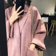 ◆ ANNA ◆ 2018 mùa đông mới áo len hai mặt màu hồng, áo len dài mùa đông nữ