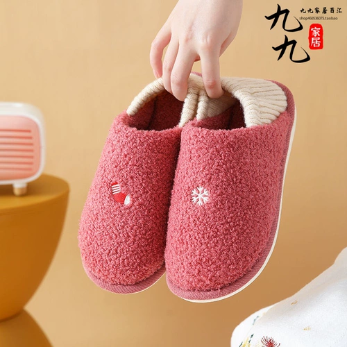 Зимние тапочки в помещении, нескользящая удерживающая тепло милая удобная обувь для влюбленных на платформе для беременных