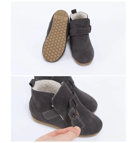 LGXH Winter Cowhide Those Anti -velvet мужские и женские детские снежные сапоги корейские детские туфли девочка -обувь ботинки с бархатными хлопковыми туфлями
