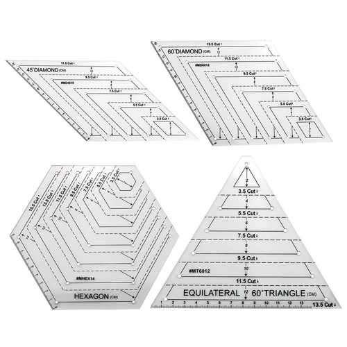 Одежда полигона лоскутная линейка версии режущая линейка Rhomicine Ulter -Tape Hexagonal Ruler Randmade Rhatel Rate Prosing Ruler Ruler Ruler Ruler