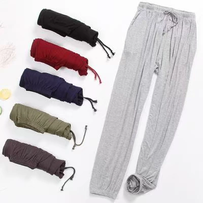 Bộ đồ ngủ pijama nam modal siêu mỏng ice silk rộng rãi, size plus mập tăng thêm quần dài mặc nhà, quần muỗi điều hòa - Quần tây