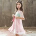 Mùa hè 2019 trẻ em mới mặc bé gái Váy hoa thêu kiểu Trung Quốc trong chiếc váy cổ trẻ em lớn - Khác