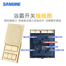 Блок выключателей 国际电工家用86型香槟色大板开关插座面板五位5位防水浴霸开关