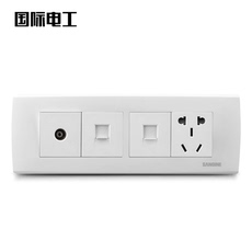 Розетка TV+телефон 国际电工暗装118型墙壁开关插座面板 电源插三位电视电话电脑插座