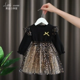 Осеннее платье для девочек, детская юбка, хлопковый наряд маленькой принцессы, в корейском стиле, юбка-пачка, в западном стиле