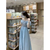 Летнее платье, приталенный корсет, наряд маленькой принцессы, большой размер, открытые плечи, французский стиль, изысканный стиль