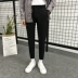 Quần đen nam Hàn Quốc phiên bản quần âu nam xu hướng quần ống rộng bf trai chín quần dài quần Hồng Kông - Quần