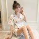 Đồ ngủ nữ mùa hè cotton ngắn tay ngắn Quần áo kimono phong cách Nhật Bản phục vụ nhà mỏng mỏng kích thước lớn phù hợp với hai mảnh - Giống cái