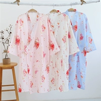 Nhật bản kimono áo nữ bông mùa xuân và mùa hè mỏng yukata dài gạc Nhật Bản và gió áo choàng tắm bông lỏng Couple áo ngủ mùa hè 