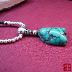 Украшения на шею 藏地天然老绿松石配银珠椰壳铁线均匀皮壳油润手工编挂坠项链包邮