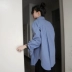 Phiên bản hàn quốc mùa thu 2019 áo sơ mi mới phong cách Hong Kong kiểu dáng retro dáng xòe dài tay áo khoác nữ - Áo sơ mi Áo sơ mi