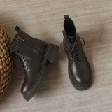 Martens, коричневые демисезонные флисовые короткие сапоги, из натуральной кожи, подходят для подростков, коллекция 2023