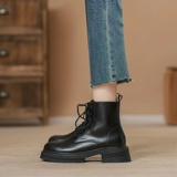 Martens, коричневые демисезонные флисовые короткие сапоги, из натуральной кожи, подходят для подростков, коллекция 2023