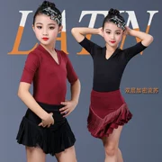 Trang phục khiêu vũ Latin mới 2019 cho bé gái tua váy Latin cổ chữ V thi đấu chuyên nghiệp trình diễn mùa thu đông - Trang phục