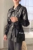 Xuân 2019 phiên bản mới của Hàn Quốc thắt lưng lỏng thắt lưng PU da hoang dã eo lớn bỏ túi áo khoác da nữ thủy triều - Quần áo da Quần áo da