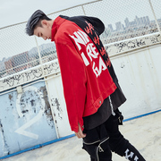 Denim jacket nam hip hop cổng bf tide thương hiệu streamers Châu Âu và Hoa Kỳ đường phố hiphop áo khoác Harajuku phong cách xu hướng cá tính