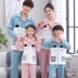 Mùa xuân và mùa thu cha mẹ và con mặc đồ ngủ cotton dài tay gia đình ba gia đình nhà Hàn Quốc vài mẹ và con dịch vụ nhà