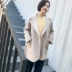 18 mùa thu và mùa đông mới Hàn Quốc hai mặt phù hợp với cổ áo khâu tay cashmere áo khoác ngắn cà vạt len ​​ngắn