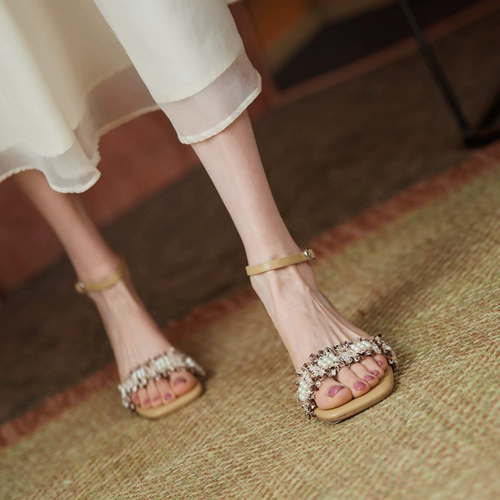 Tide, сандалии, обувь из жемчуга, 2021 года, популярно в интернете, из натуральной кожи