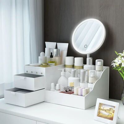 镜子化妆镜带灯女学生宿舍台式少女心网红桌面梳妆镜ins高清补光