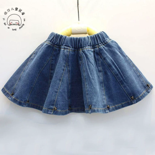Джинсовая хлопковая юбка на девочку, мини-юбка, коллекция 2021, в корейском стиле