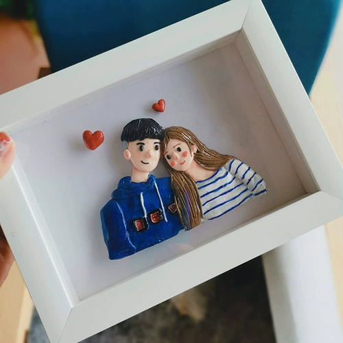 Глина, кукла, трехмерная фотография, фоторамка для влюбленных, делается под заказ, свадебный подарок, «сделай сам»