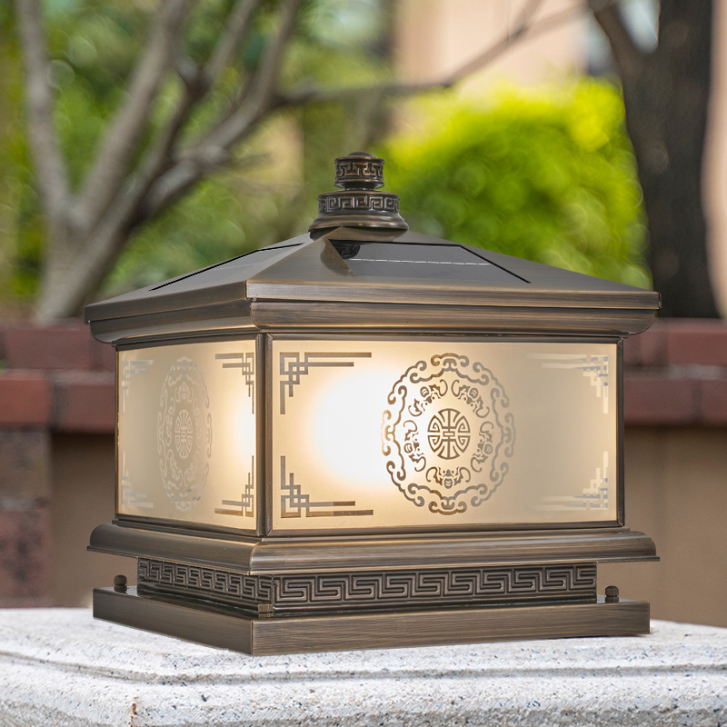 Đèn cột năng lượng mặt trời ngoài trời hàng rào biệt thự cổng bài đèn cổng hộ gia đình cột chống nước đèn sân vườn kết nối với điện đèn trụ cổng năng lượng đèn gắn trụ cổng năng lượng mặt trời