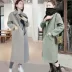 Len áo khoác nữ phần dài Hàn Quốc phiên bản 2017 mùa thu và mùa đông mới mỏng trên đầu gối dày sinh viên áo len nữ áo mangto nữ Áo khoác dài