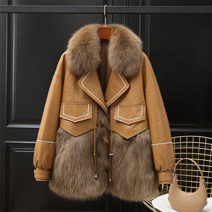 2023 冬の新海寧スーツ襟韓国スタイル模造キツネの毛皮のコート毛皮ワンピースコート若いスタイル