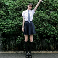 Рубашка, мини-юбка, галстук, эластичная талия