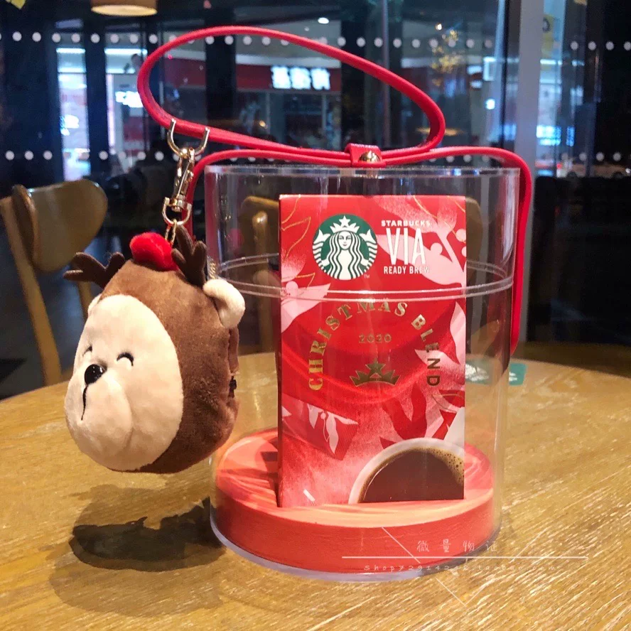 Starbucks, крас pendant, стекло нержавеющая сталь, ведро, набор, подарочная коробка, 2020, с маленькими медведями