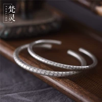 Sterling Bạc Trang Sức Handmade Heavenly Có Nhu Cầu Tim Sutra Vòng Đeo Tay Mở Matte S990 Quà Tặng Thánh Đóng Cửa vong deo tay