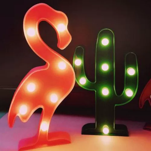 Настольная лампа, фотография для спальни, фламинго, кактус