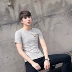 Hàn quốc phiên bản của T-Shirt nam giới và phụ nữ ngắn tay xu hướng lỏng nửa tay vài bộ vòng cổ áo bông thêu kitten t-shirt triều quần thể thao nam Áo khoác đôi