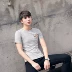 Hàn quốc phiên bản của T-Shirt nam giới và phụ nữ ngắn tay xu hướng lỏng nửa tay vài bộ vòng cổ áo bông thêu kitten t-shirt triều Áo khoác đôi