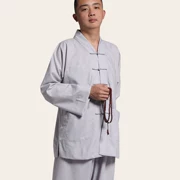Trang phục Master Master mùa hè 褂 Ngắn 褂 Thiết lập chất lượng cao TR Cotton nam và nữ 僧人 服装 衣衣 - Trang phục dân tộc