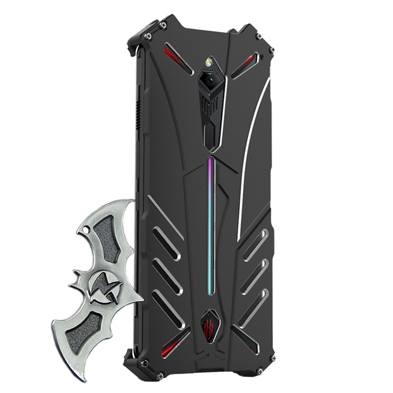 R-Just Batman Shockproof Aluminum Shell Metal Case with Custom Batarang Stent for nubia Red Magic 3