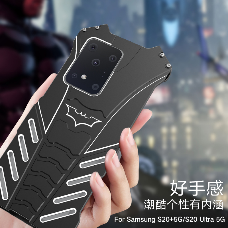 R-Just Batman Shockproof Aluminum Shell Metal Case with Custom Batarang Stent for Samsung Galaxy S20 Ultra & Samsung Galaxy S20 Plus