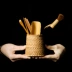 Nhà trà trà mây vuông nghi lễ Sáu quý ông kết hợp Bộ trà tre Phụ kiện Bộ bàn chải gỗ rắn Trà - Trà sứ binh pha tra Trà sứ