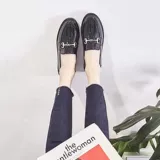 Туфли в английском стиле, универсальные черные лоферы на плоской подошве, в британском стиле, модель весна/осень 2023 года, нескользящая подошва