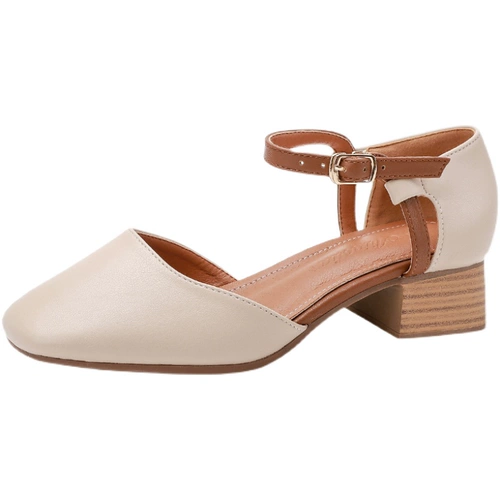 Босоножки из мягкой кожи, универсальные туфли «Мэри Джейн», закрытый носок, коллекция 2022, стиль «бабушкины туфли», средний каблук, широкий устойчивый каблук