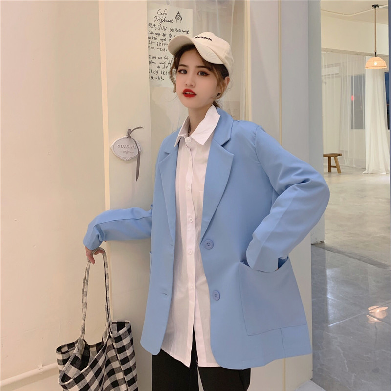 Blueearly spring 2021 new pattern Internet celebrity little chap suit loose coat female Korean version easy Fashion temperament leisure time man 's suit jacket